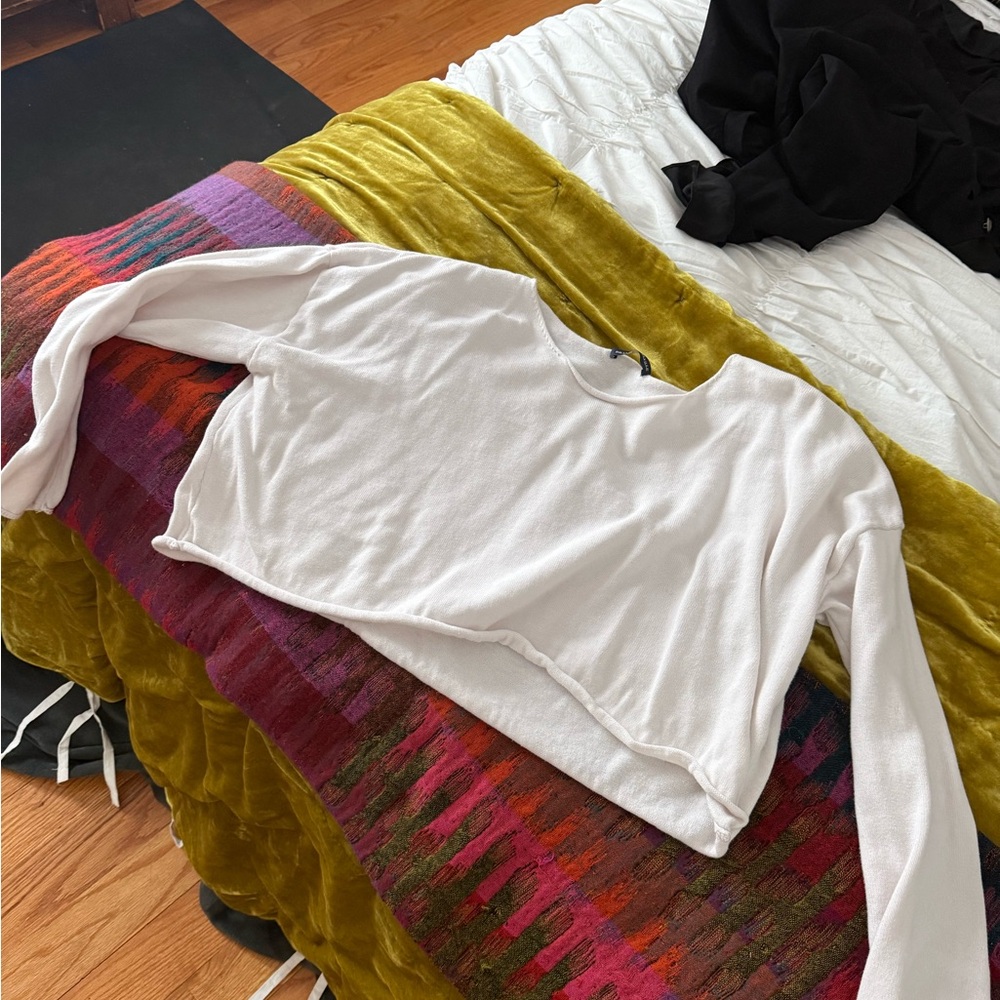 Brandy melville white Long Sleeve Crop Top